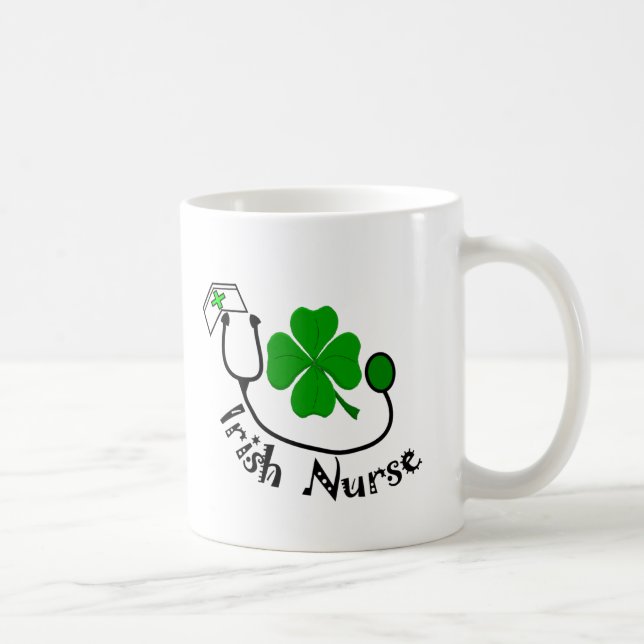 Taza De Café Regalos de la enfermera del irlandés, diseño verde (Derecha)