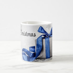 Taza De Café Regalos de Navidad azules y plateados