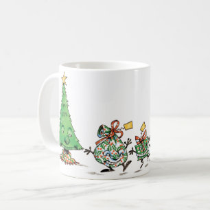 Taza De Café Regalos de Navidad y árbol bailando de dibujos ani