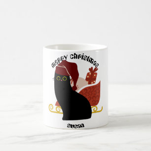 Taza De Café regalos de navidades de gatos, nombre personalizad