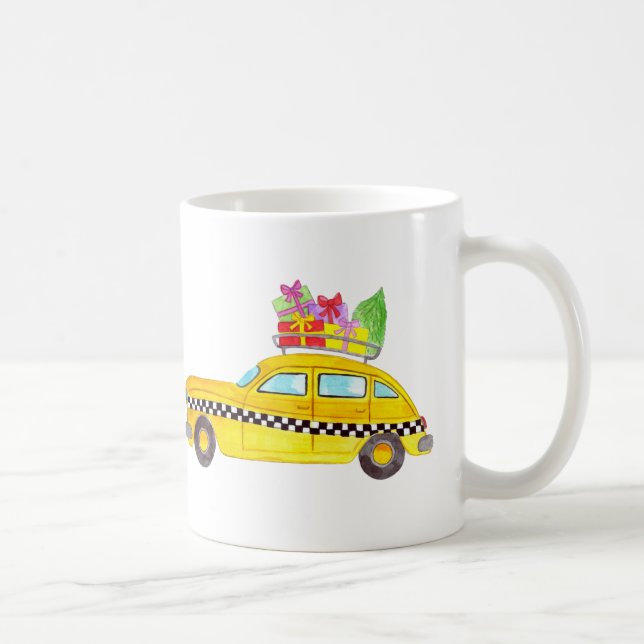 Taza De Café Regalos de Navidades de taxi amarillo de Nueva Yor (Derecha)