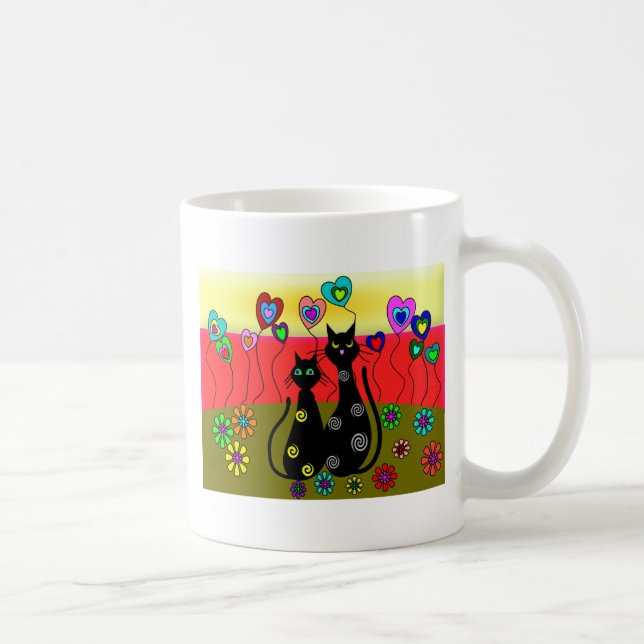 Taza De Café Regalos del arte de los amantes del gato negro (Derecha)