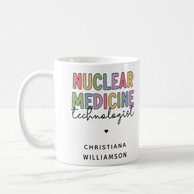 Taza De Café Regalos del personalizado Técnico de Medicina Nucl (Izquierda)