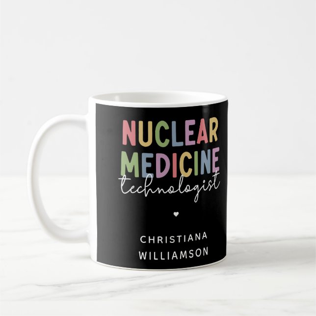 Taza De Café Regalos del personalizado Técnico de Medicina Nucl (Izquierda)
