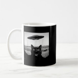 Taza De Café Regalos Divertidos Gato Negro Selfie Ovni Alien Pa