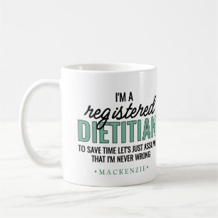Taza De Café Regalos divertidos personalizados para dietistas R
