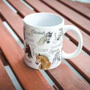 Taza De Café Regalos ecuestres para chicas nombre personalizado