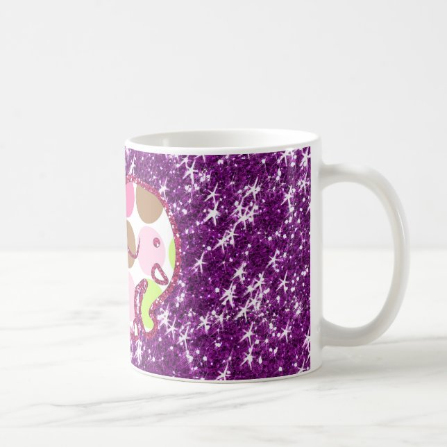 Taza De Café Regalos femeninos púrpuras brillantes del elefante (Derecha)