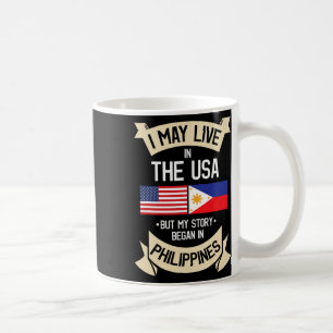 Taza De Café Regalos raíces filipinas bandera americana de EE. 