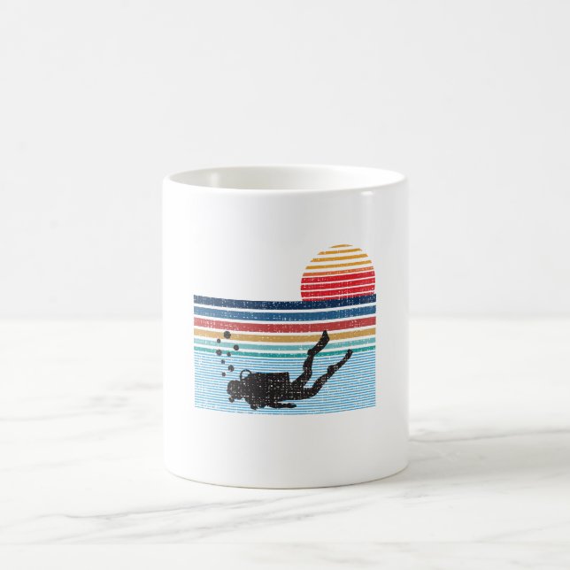 Taza De Café Regalos retros del buceo con escafandra del (Centro)
