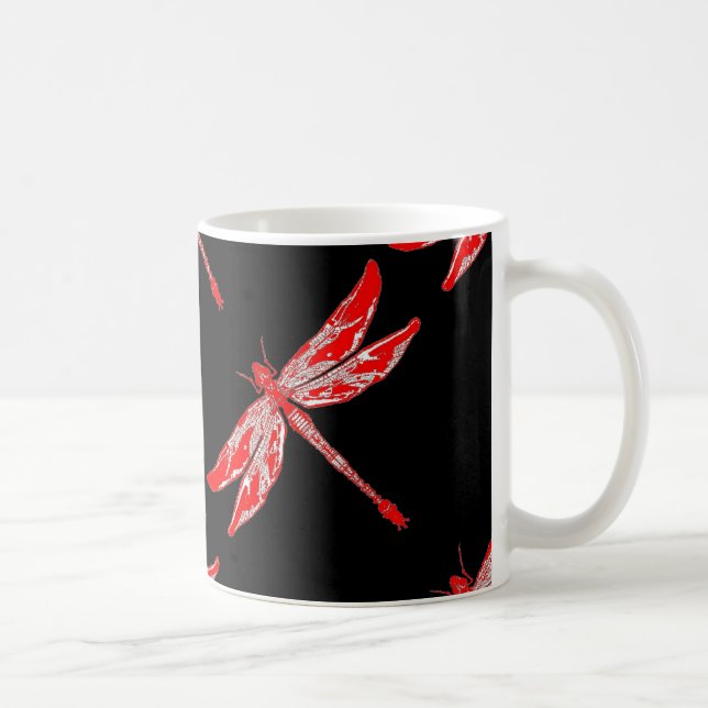 Taza De Café Regalos rojos de la libélula del verano (Derecha)