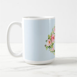 Taza De Café Regencia de Escudo floral de Baby Shower Bow azul 