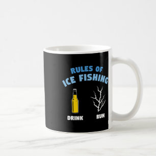 Taza De Café Reglas De La Pesca De Hielo Beber Correr Pescador 