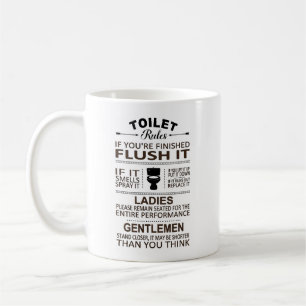 Taza De Café Reglas Divertidas del Inodoro Baño Sarcasmo