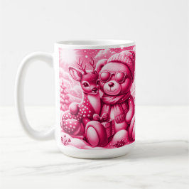 Taza De Café Reh und Bärchen Weihnachten Christmas Magenta