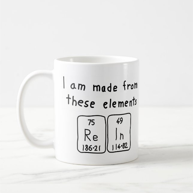 Taza De Café Rein periódica table name mug (Izquierda)