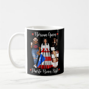 Taza De Café Reina boricua de estilo puertorriqueño memora Puer