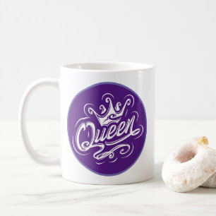 Taza De Café Reina con corona, diseño de tipografía