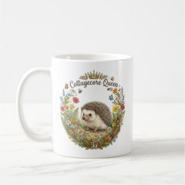 Taza De Café Reina Cottagecore Erizo Lindo Corona Floral 