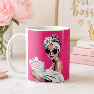 Taza De Café Reina de Cumpleaños Personalizada de Moda