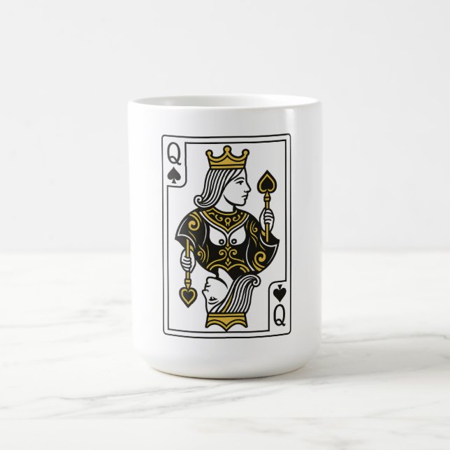 Taza De Café Reina de espadas — Negro y oro (Centro)