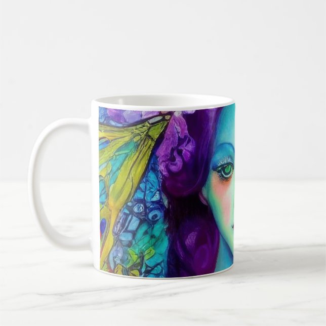 Taza De Café Reina de hadas encantada con mariposas (Izquierda)