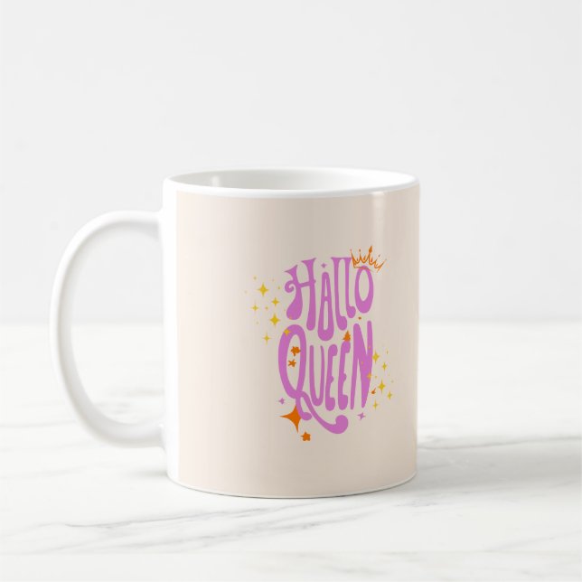 Taza De Café Reina de Halloween, Halloqueen, arte de Halloween  (Izquierda)
