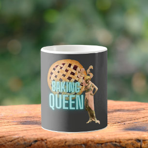 Taza De Café Reina de hornear de cosecha de vintage en gris