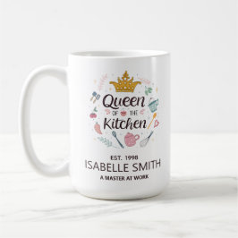 Taza De Café Reina de la Cocina Diseño de Nombre Personalizado