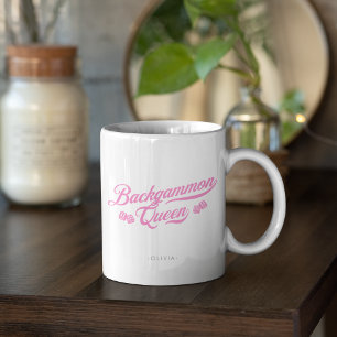 Taza De Café Reina del Backgammon Escritura Rosa