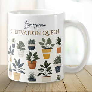 Taza De Café Reina del Cultivo Plantas Jardinería