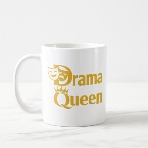 Taza De Café Reina del Drama - Diseño de Corona y Máscara de Te