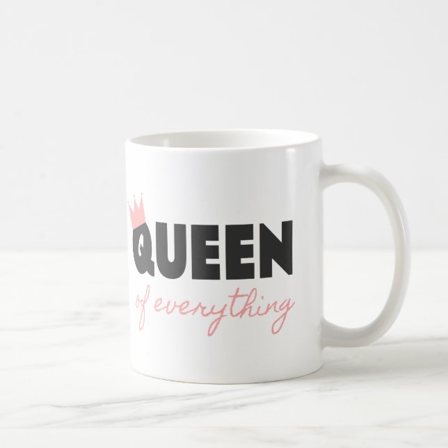 Taza De Café Reina gris rosa y oscura de todo el diseño de text (Derecha)