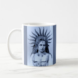 Taza De Café Reina María de Rumania como Reina del Sol - azul