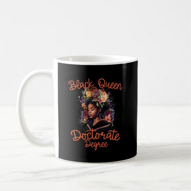 Taza De Café Reina Negra Con Doctorado Graduado De Doctorado (Izquierda)
