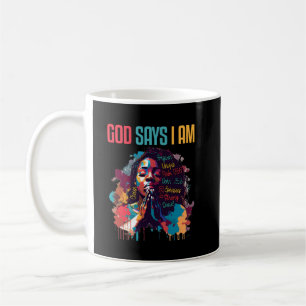 Taza De Café Reina negra Dios dice que soy yo Melanina negra hi