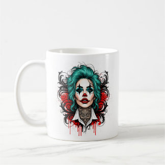 Taza De Café Reina Payasa de Cabello Cian - Diseño Chic Espeluz