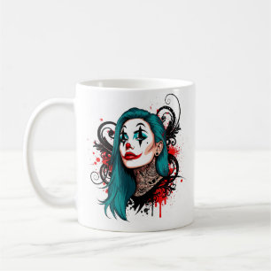 Taza De Café Reina Payasa de Cabello Cian - Diseño Chic Espeluz