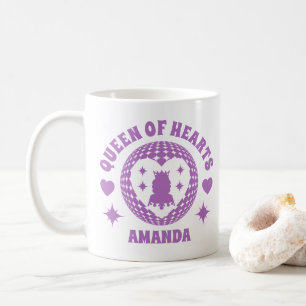 Taza De Café Reina Púrpura Retro De Corazones Personalizada