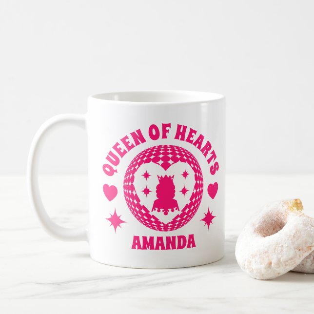 Taza De Café Reina Rosa Retro Del Corazón Niños Mug Cumpleaños (Con donut)