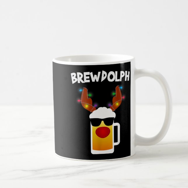 Taza De Café Reindeer Beer Rudolph Brewdolph Funny Christmas  (Derecha)
