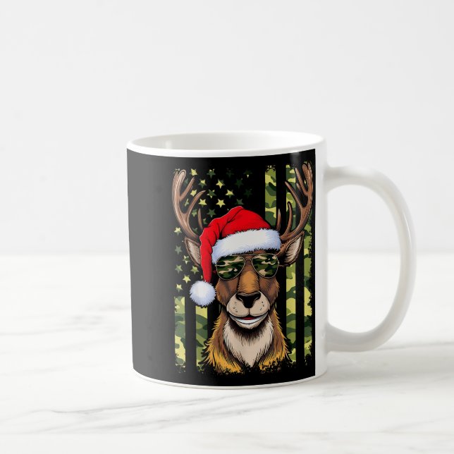 Taza De Café Reindeer Camo American Flag Christmas Pajama X-mas (Derecha)