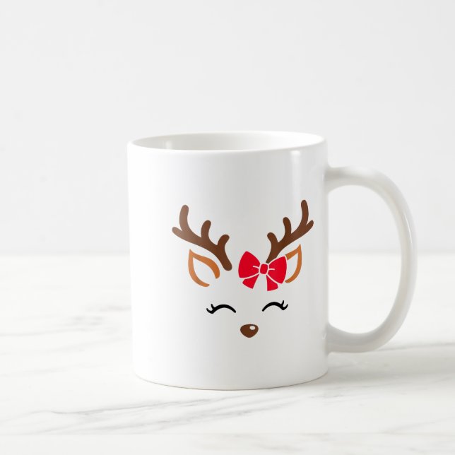 Taza De Café Reindeer Face Gles Christmas Costume Xmas Pajama G (Derecha)