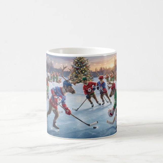 Taza De Café Reindeer Hockey, Coffee Mug (Centro)