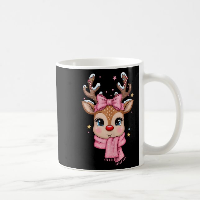 Taza De Café Reindeer Merry Christmas Cute Girl Women Kids Tank (Derecha)
