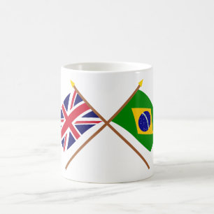 Taza De Café Reino Unido y banderas cruzadas el Brasil