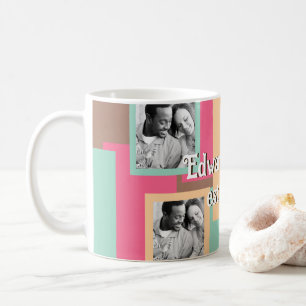 Taza De Café Rejilla colorida y fotos de la familia personaliza