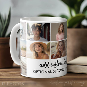 Taza De Café Rejilla de collage de 12 fotos - 2 cuadros de text