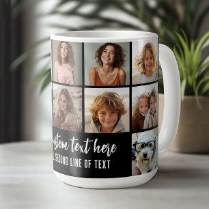 Taza De Café Rejilla de collage de 12 fotos - 2 cuadros de text
