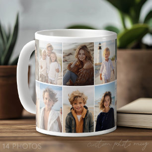 Taza De Café Rejilla de collage de 14 fotos - blanco moderno mi